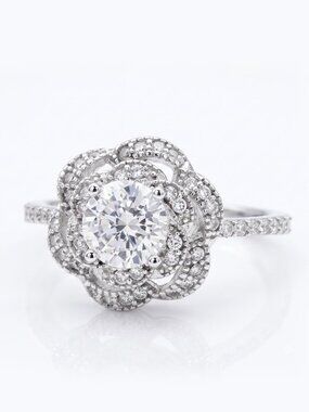 Vintage Style Flower Ring - 925 Sterling Silver